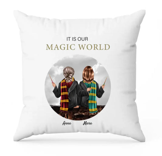 Zauberer-Freunde (m/w) 2 Personen | Personalisiertes Kissen