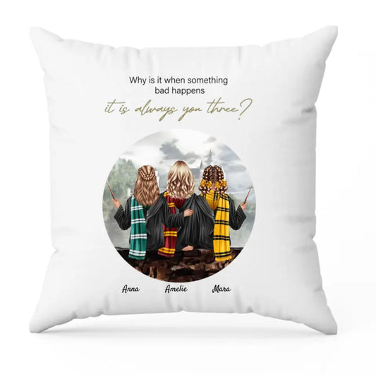 Zauberer-Freunde (m/w) 3 Personen | Personalisiertes Kissen