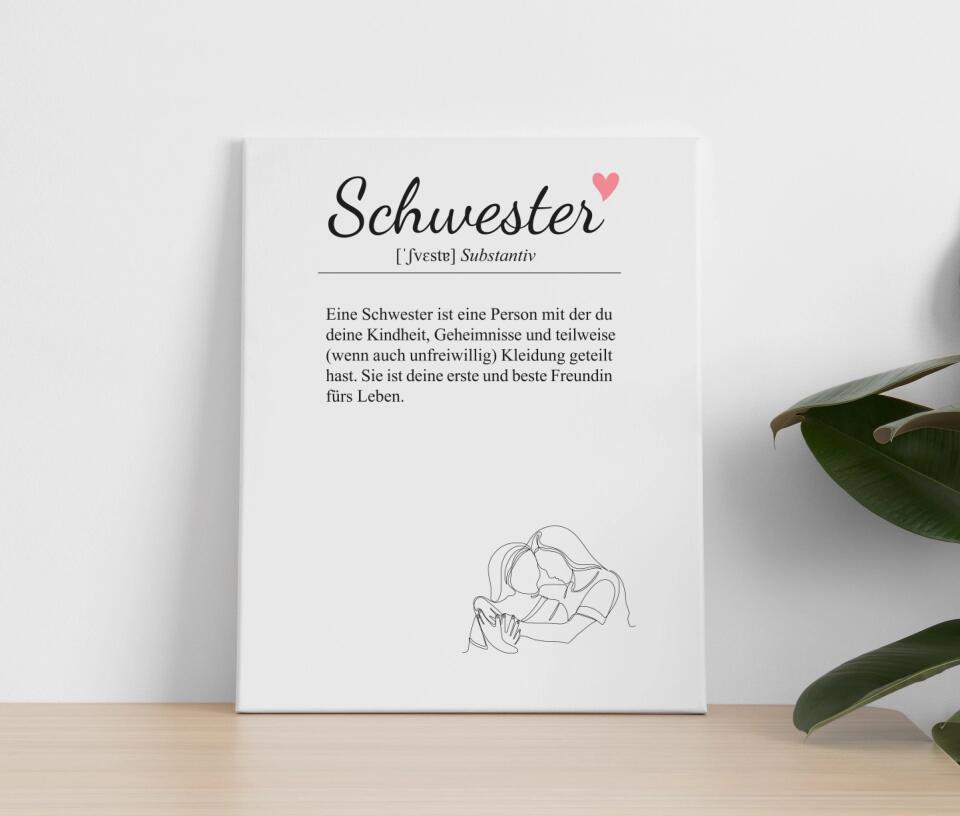 Schwester Definition | Personalisiertes Poster, Leinwand