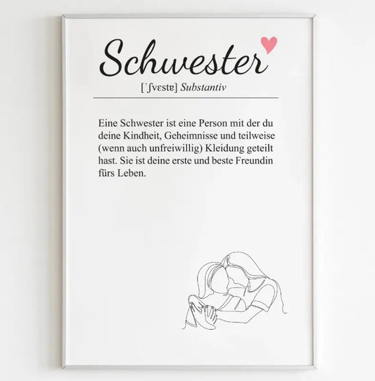 Schwester Definition | Personalisiertes Poster, Leinwand