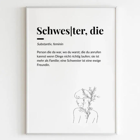 Schwester Definition #2 | Personalisiertes Poster, Leinwand