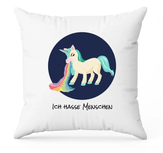 Kotzendes Einhorn | Personalisiertes Kissen