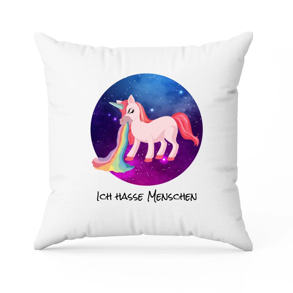 Kotzendes Einhorn | Personalisiertes Kissen
