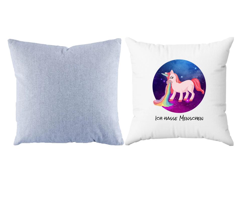 Kotzendes Einhorn | Personalisiertes Kissen