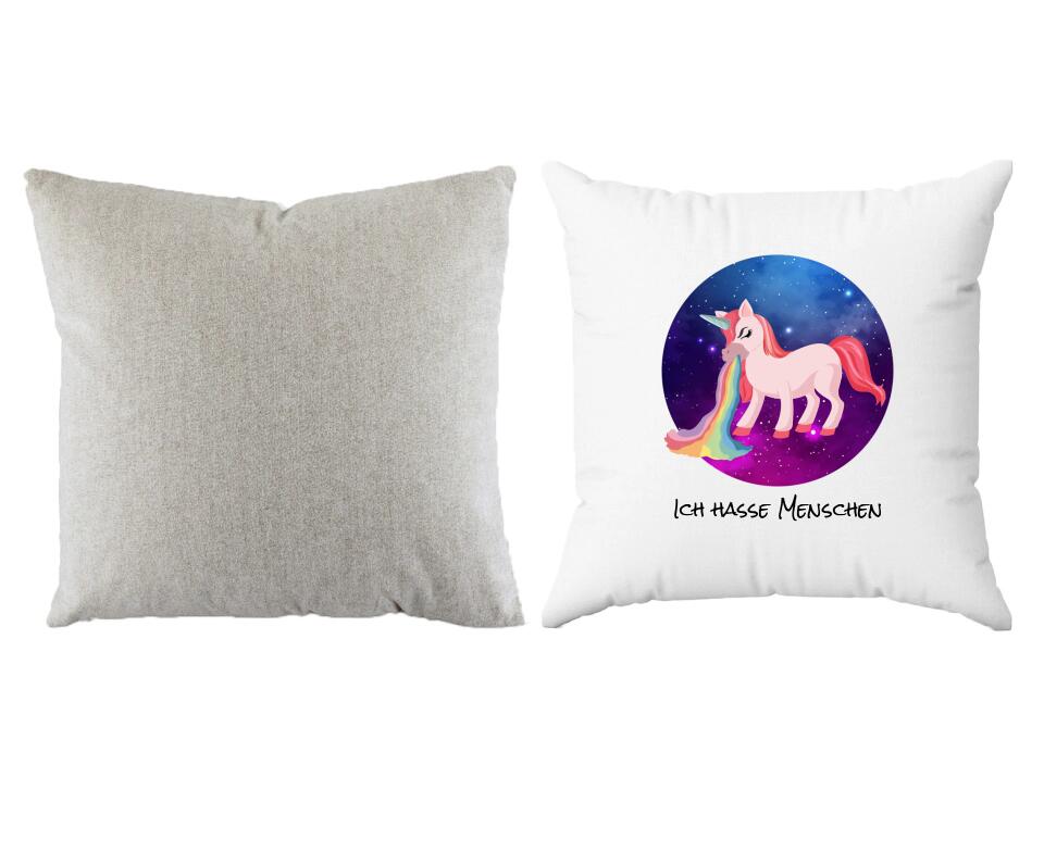 Kotzendes Einhorn | Personalisiertes Kissen