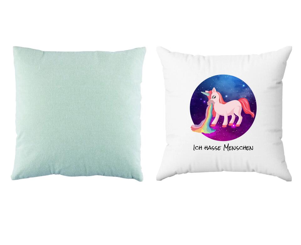 Kotzendes Einhorn | Personalisiertes Kissen