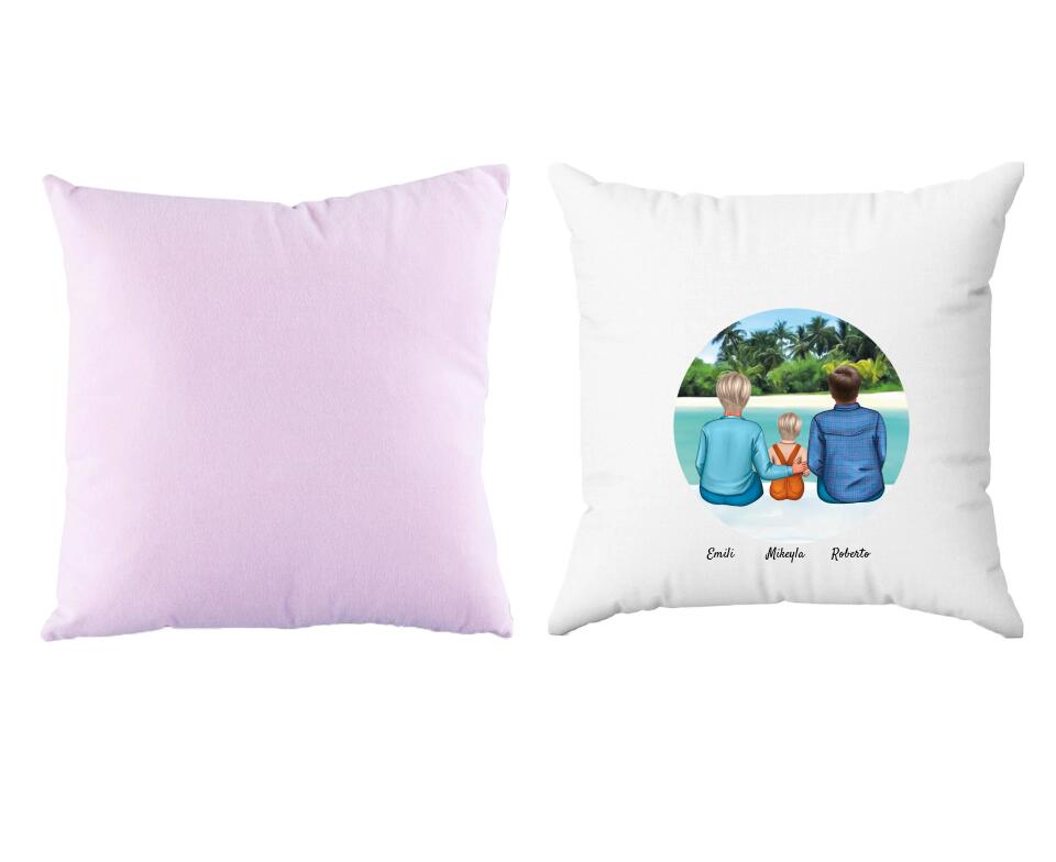 Eltern mit Tochter | Personalisierter Kissenbezug