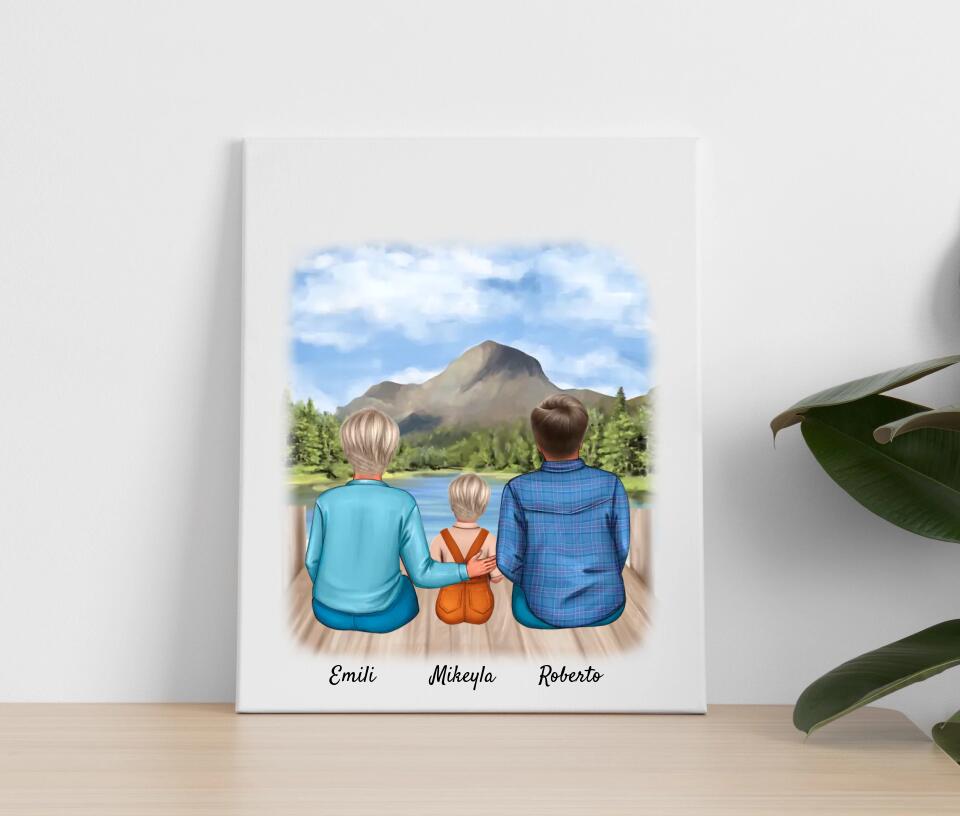 Eltern mit Tochter | Personalisiertes Poster, Leinwand