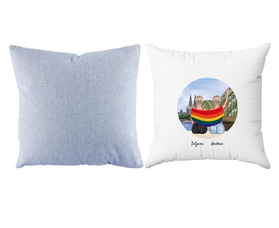 LGBTQ Paar in Köln (weiblich/divers) | Personalisiertes Kissen