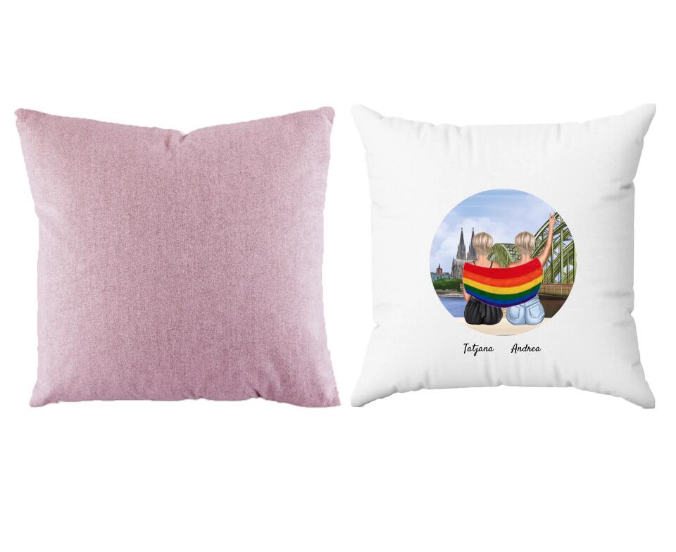 LGBTQ Paar in Köln (weiblich/divers) | Personalisiertes Kissen
