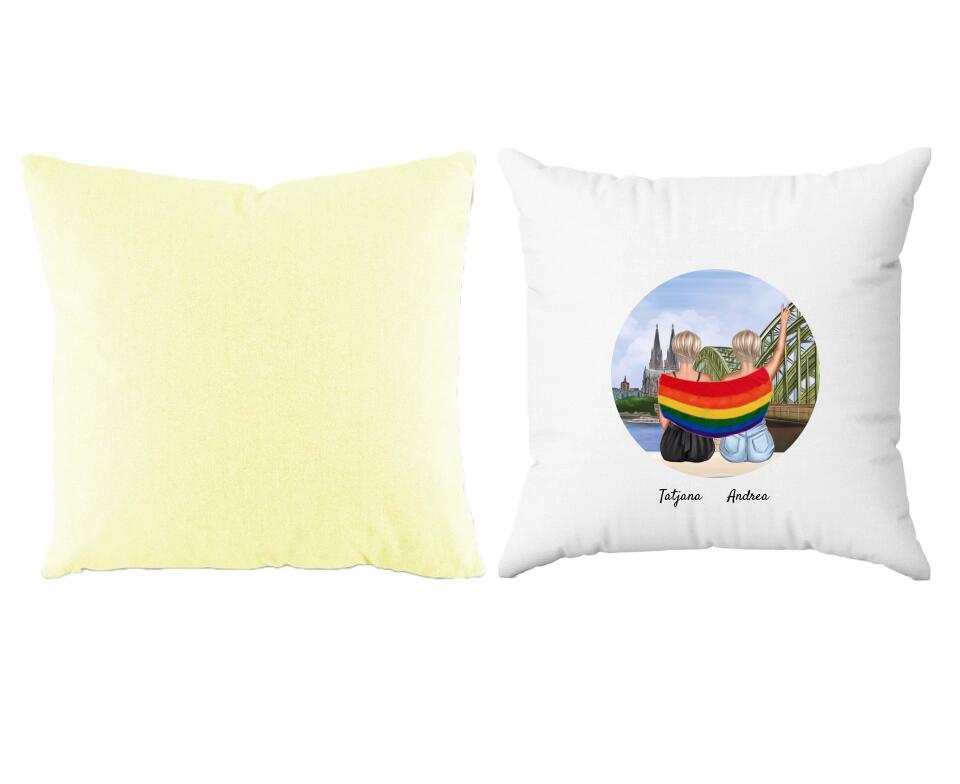 LGBTQ Paar in Köln (weiblich/divers) | Personalisiertes Kissen
