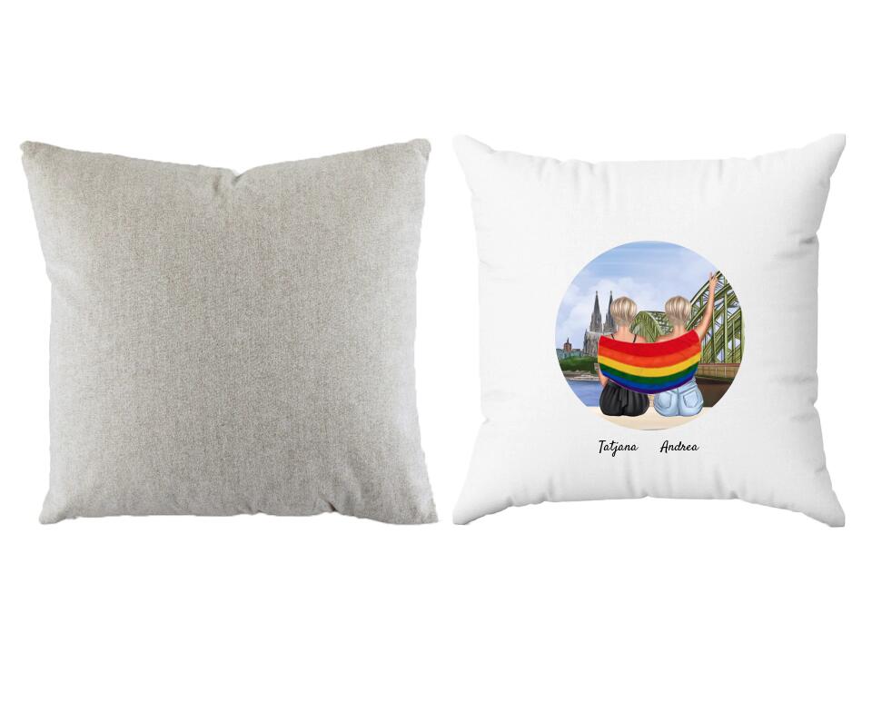 LGBTQ Paar in Köln (weiblich/divers) | Personalisiertes Kissen