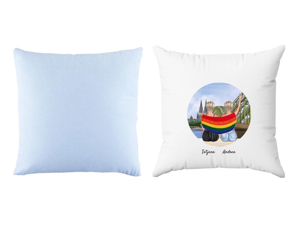 LGBTQ Paar in Köln (weiblich/divers) | Personalisiertes Kissen