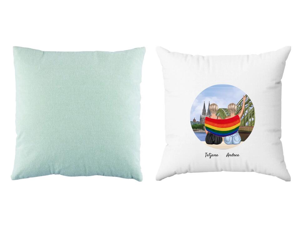 LGBTQ Paar in Köln (weiblich/divers) | Personalisiertes Kissen