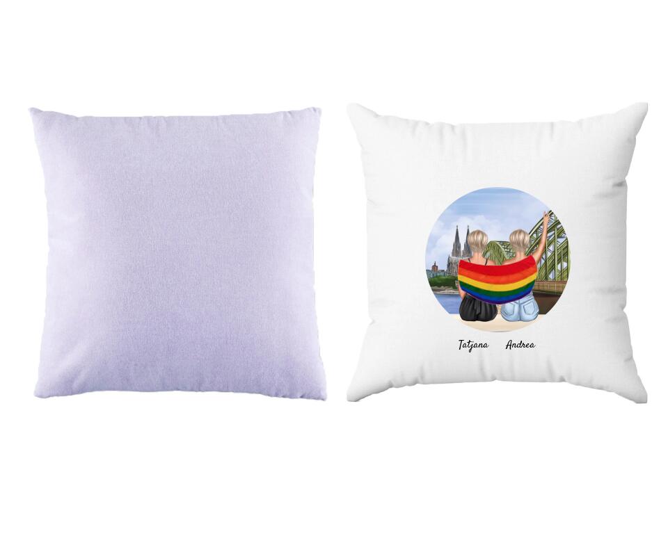 LGBTQ Paar in Köln (weiblich/divers) | Personalisiertes Kissen
