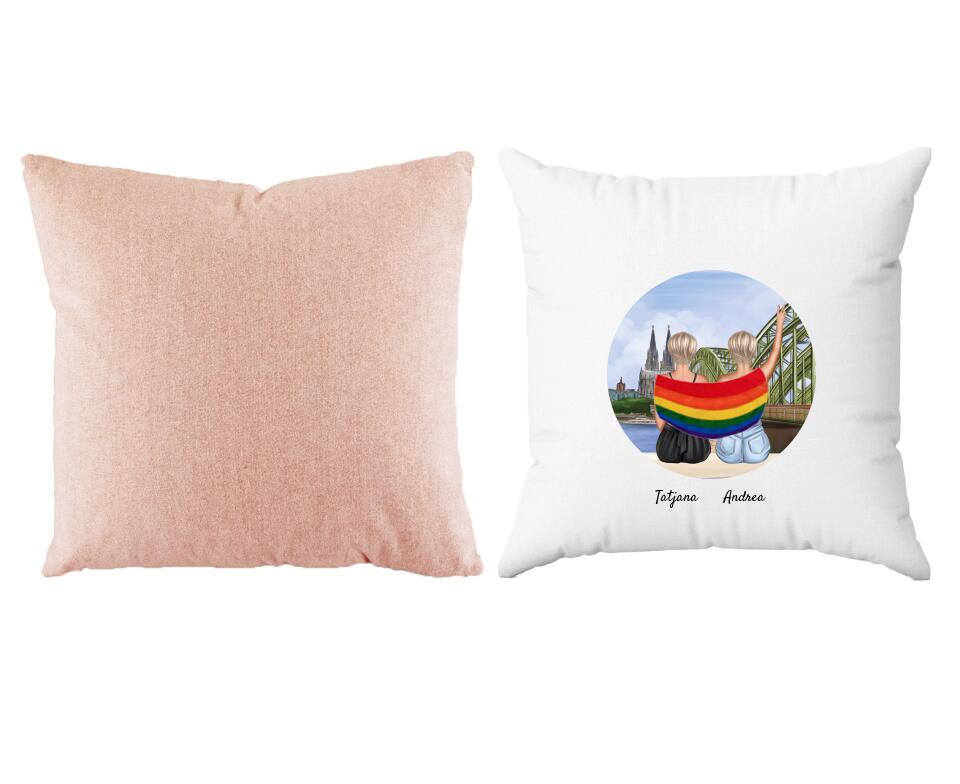 LGBTQ Paar in Köln (weiblich/divers) | Personalisiertes Kissen