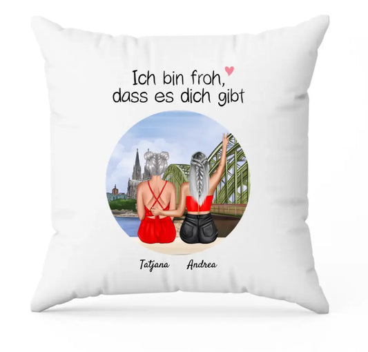 Zwei Schwestern in Köln | Personalisiertes Kissen