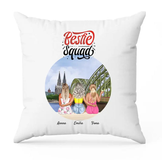 drei Freunde in Köln | Personalisiertes Kissen