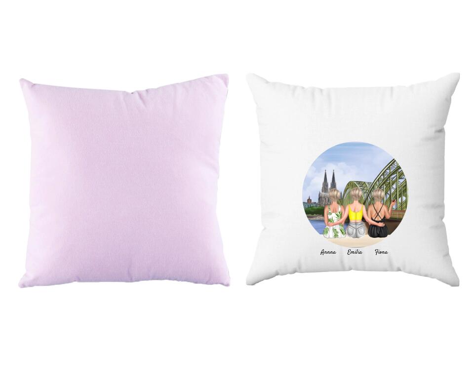 drei Freunde in Köln | Personalisiertes Kissen