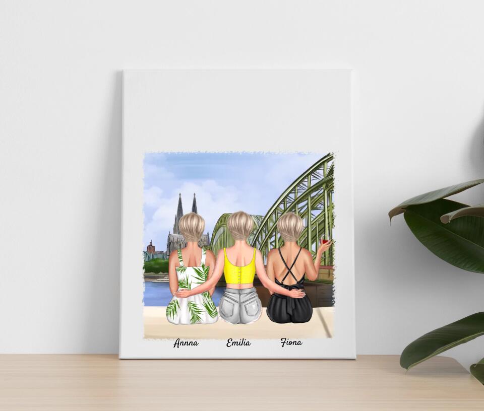 Drei Freunde in Köln | Personalisiertes Poster, Leinwand