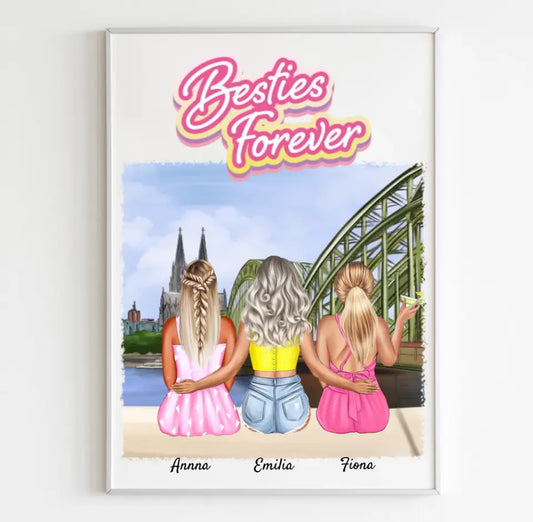 Drei Freunde in Köln | Personalisiertes Poster, Leinwand
