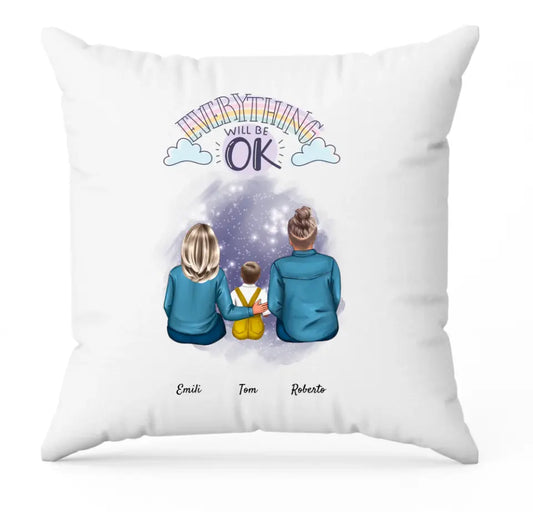 Eltern mit Sohn | Personalisiertes Kissen