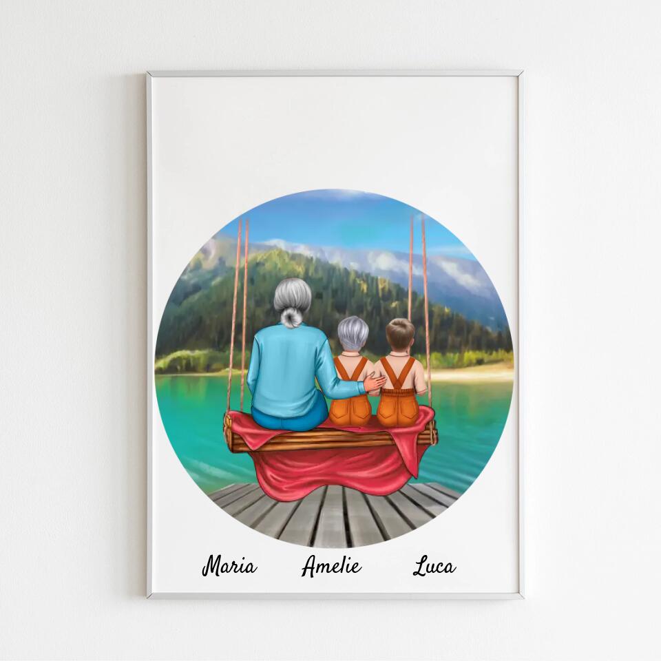 Mutter mit Tochter und Sohn | Personalisiertes Poster, Leinwand