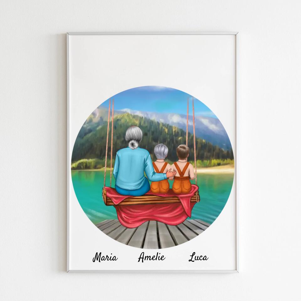 Mutter mit Tochter und Sohn | Personalisiertes Poster, Leinwand