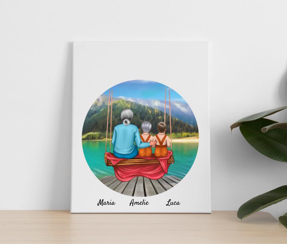 Mutter mit Tochter und Sohn | Personalisiertes Poster, Leinwand