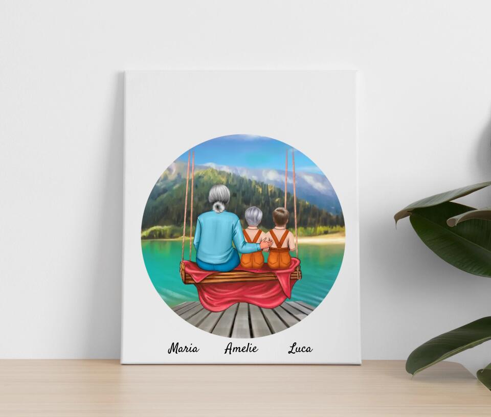 Mutter mit Tochter und Sohn | Personalisiertes Poster, Leinwand