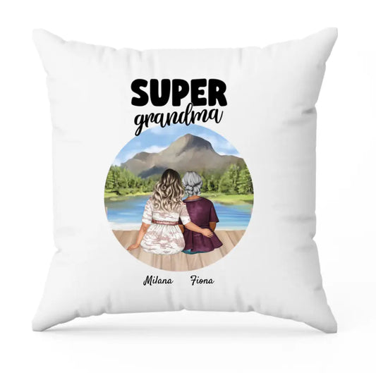 Oma mit erwachsener Enkelin | Personalisierter Kissenbezug