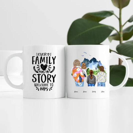 Großfamilie (4 Personen) I Personalisierte Tasse