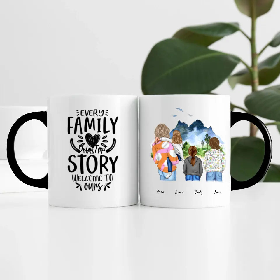 Großfamilie (4 Personen) I Personalisierte Tasse