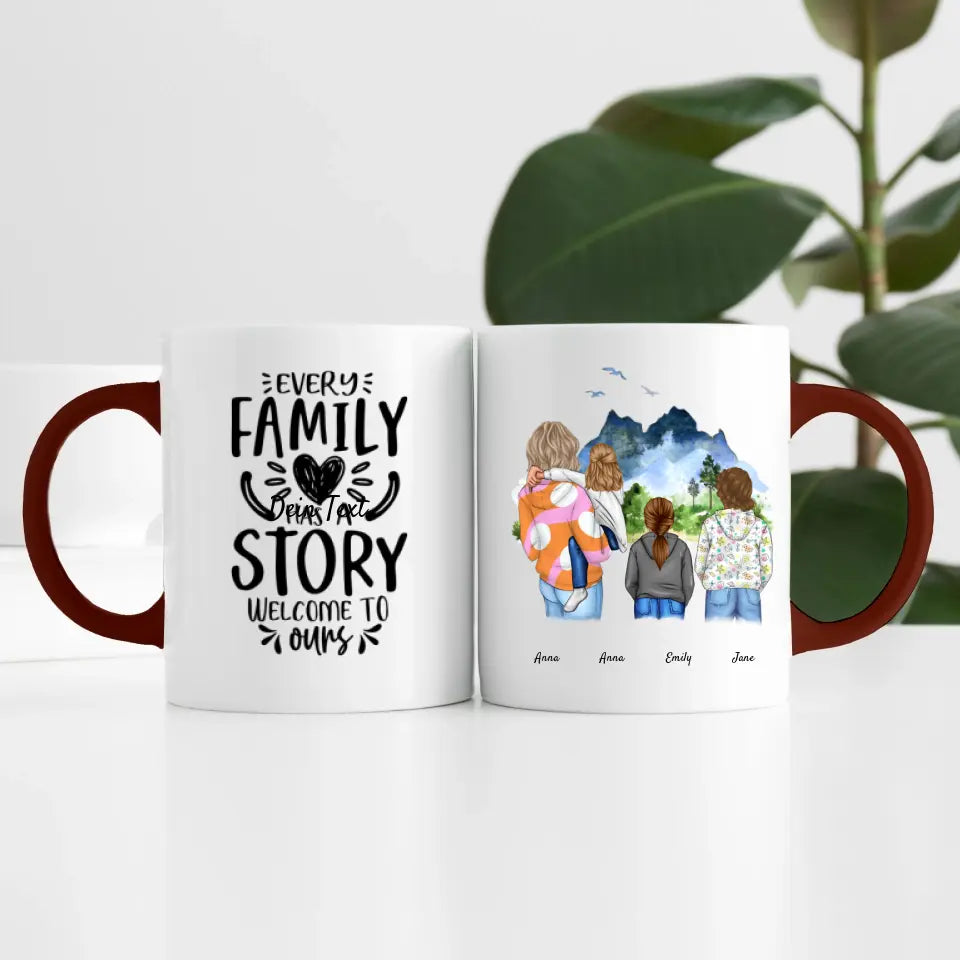 Großfamilie (4 Personen) I Personalisierte Tasse