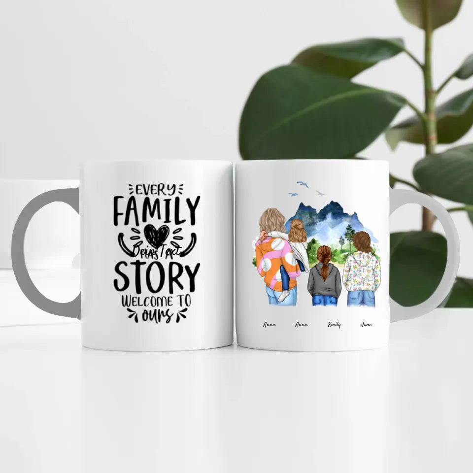 Großfamilie (4 Personen) I Personalisierte Tasse