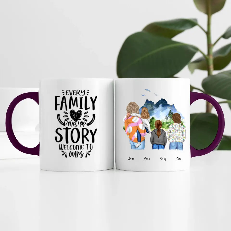 Großfamilie (4 Personen) I Personalisierte Tasse