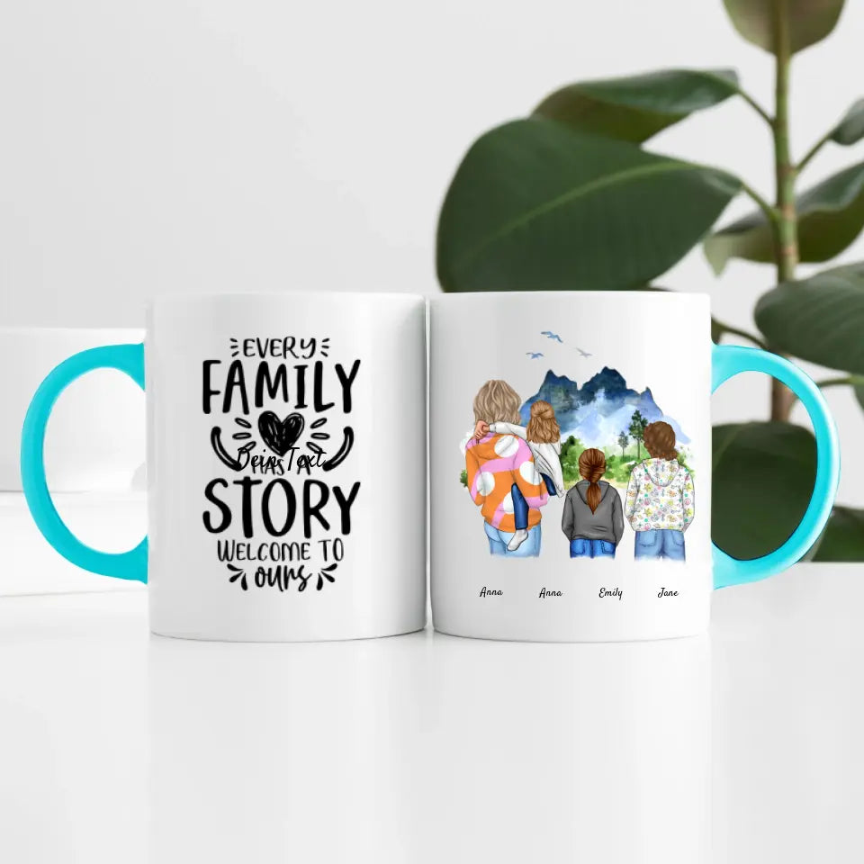 Großfamilie (4 Personen) I Personalisierte Tasse