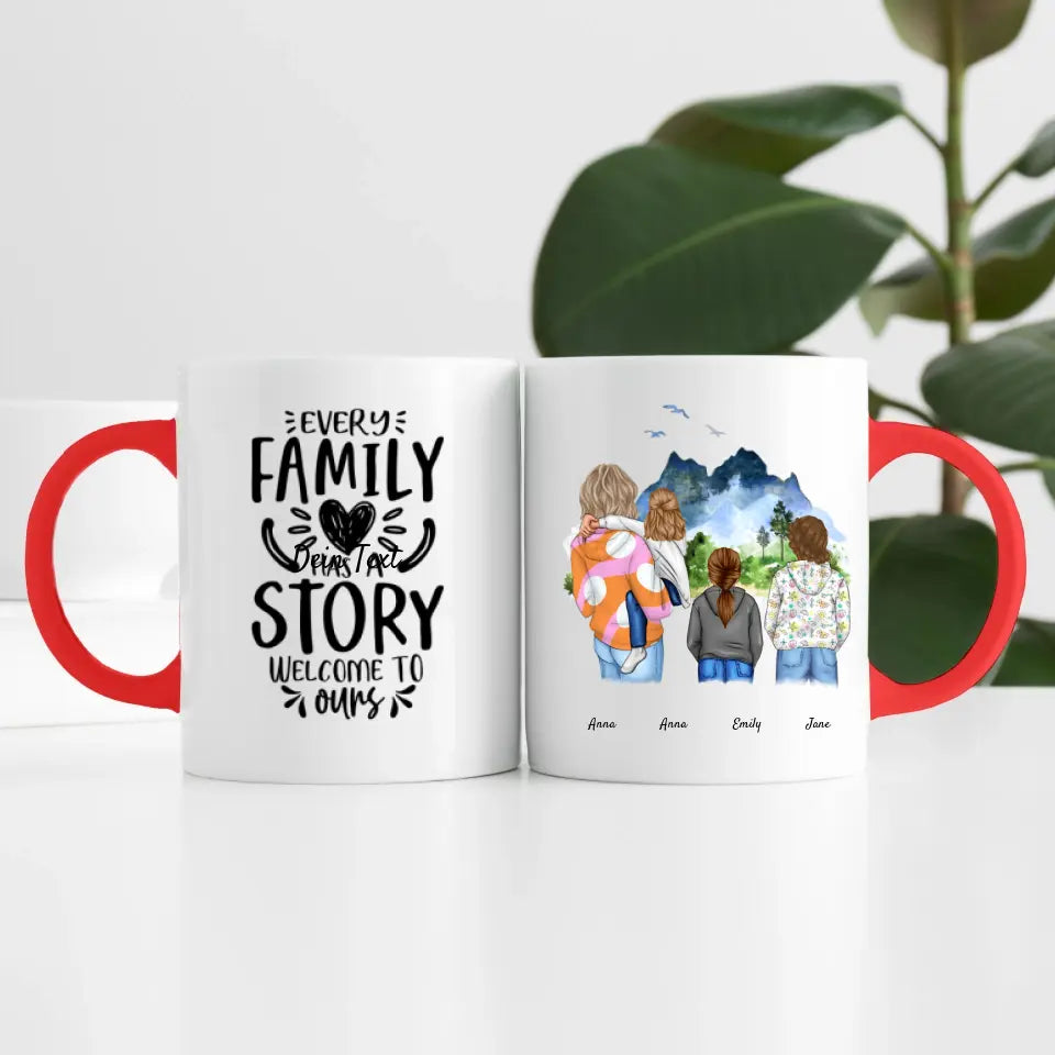 Großfamilie (4 Personen) I Personalisierte Tasse