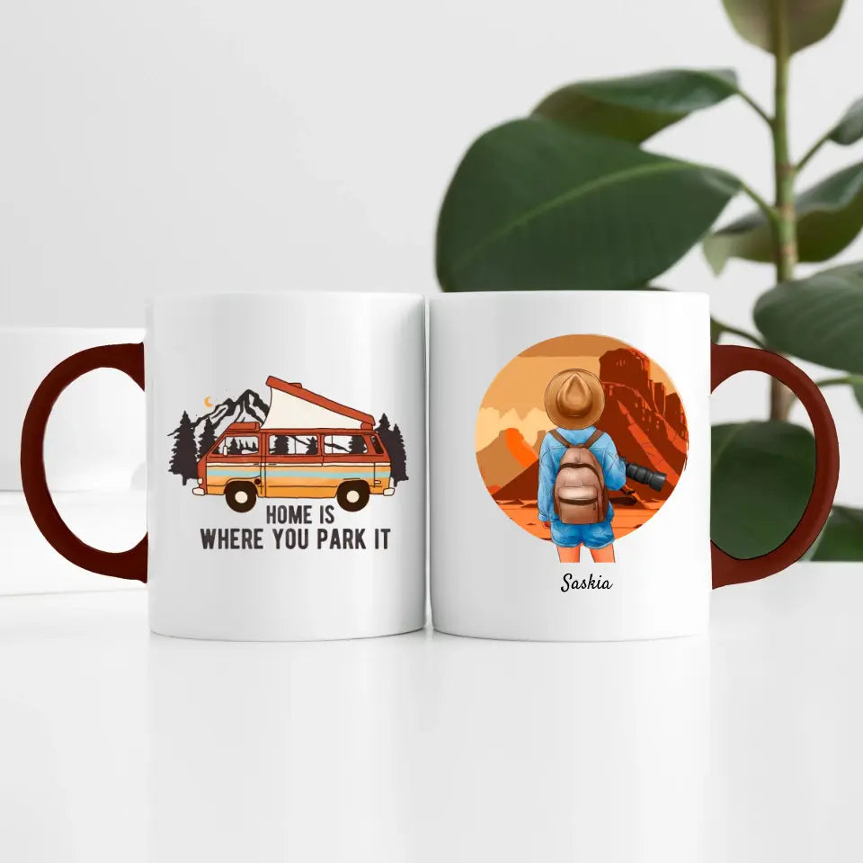 Mädchen auf Reisen (1 Person) I Personalisierte Tasse