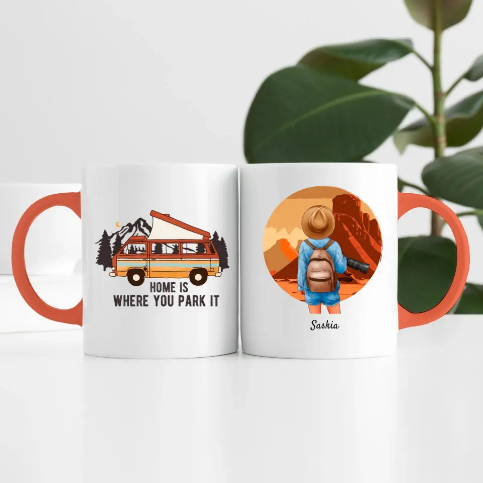 Mädchen auf Reisen (1 Person) I Personalisierte Tasse