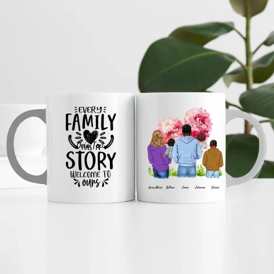 Großfamilie (5 Personen) I Personalisierte Tasse