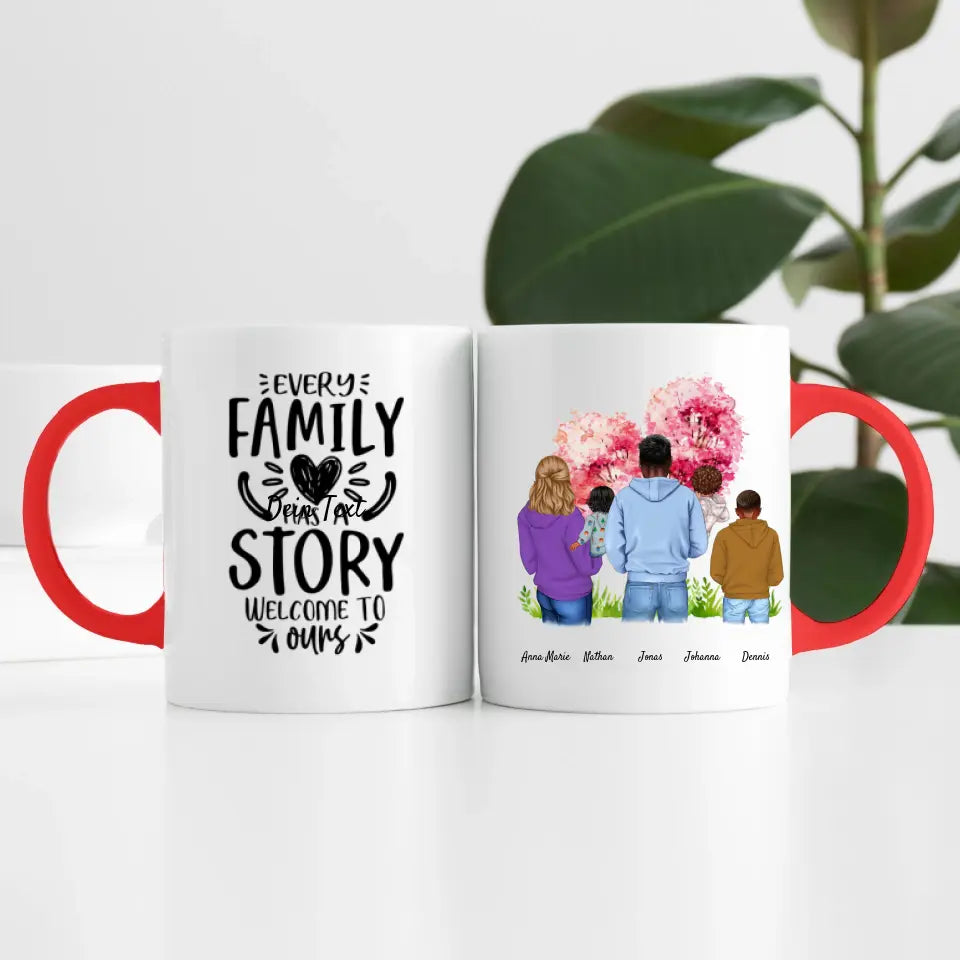Großfamilie (5 Personen) I Personalisierte Tasse