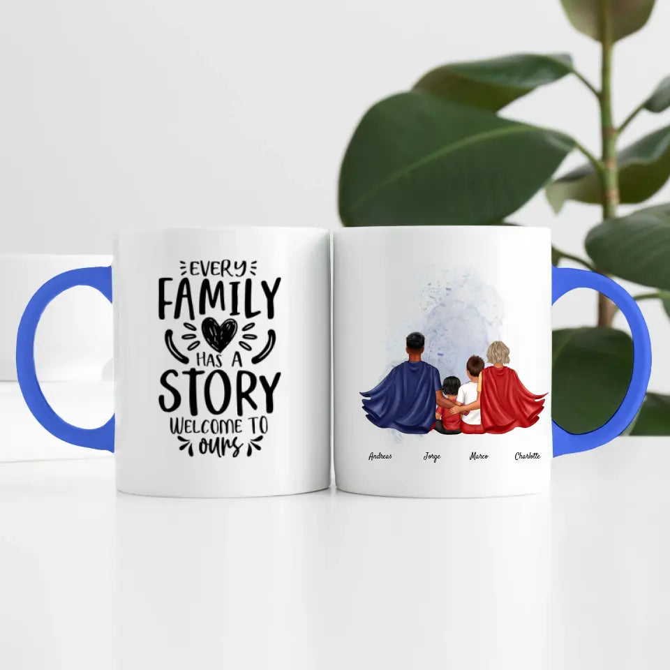 Super Familie (4 Personen) I Personalisierte Tasse