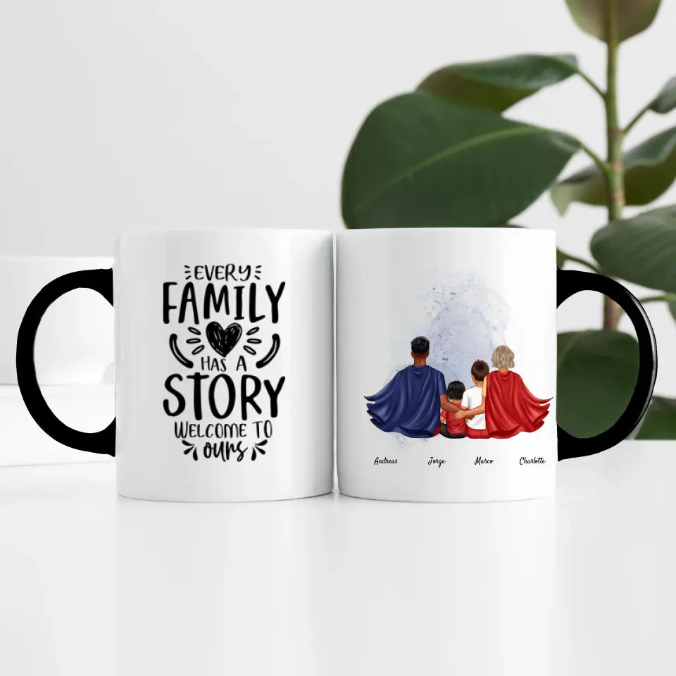 Super Familie (4 Personen) I Personalisierte Tasse