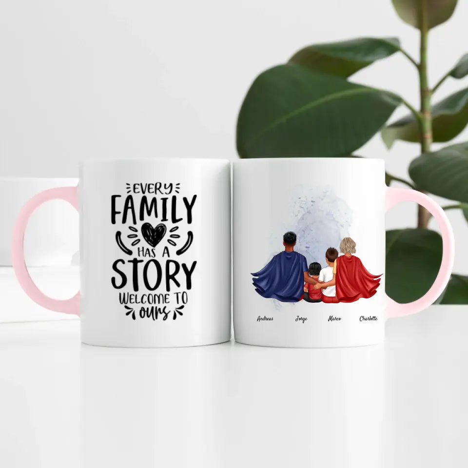 Super Familie (4 Personen) I Personalisierte Tasse