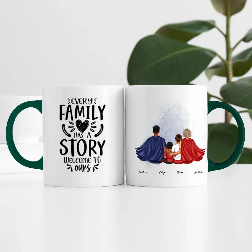 Super Familie (4 Personen) I Personalisierte Tasse