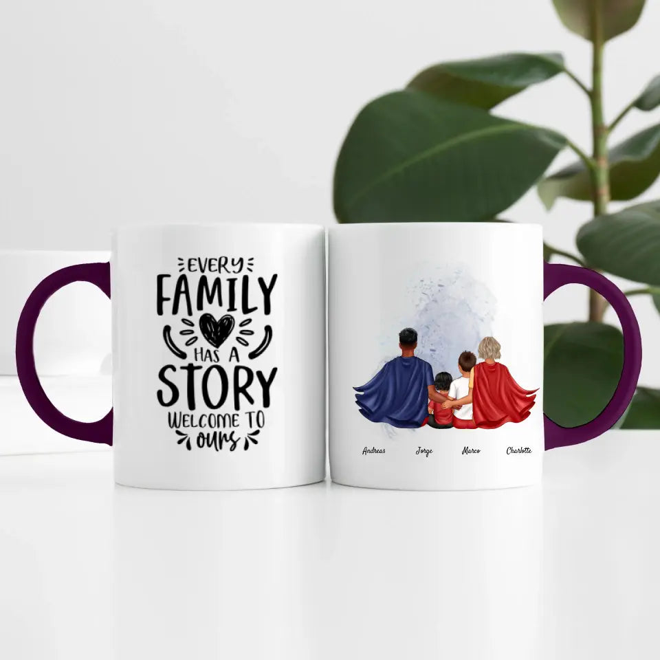 Super Familie (4 Personen) I Personalisierte Tasse