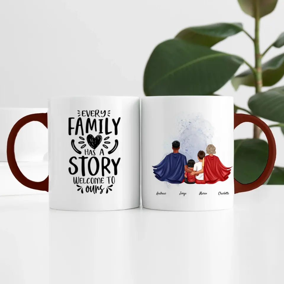 Super Familie (4 Personen) I Personalisierte Tasse