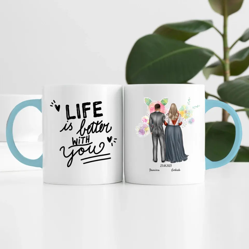 Brautpaar (2 Personen) | Personalisierte Tasse