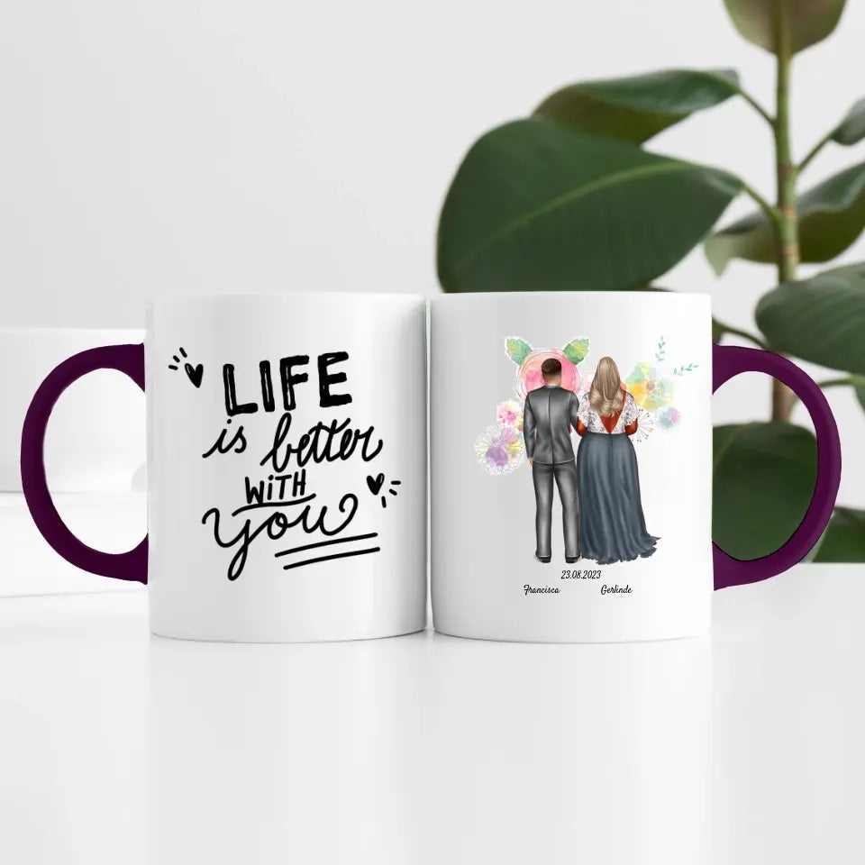Brautpaar (2 Personen) | Personalisierte Tasse